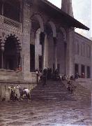 Alberto Pasini The Door of the Yeni-Djami Mosque in Constantinople oil painting on canvas
